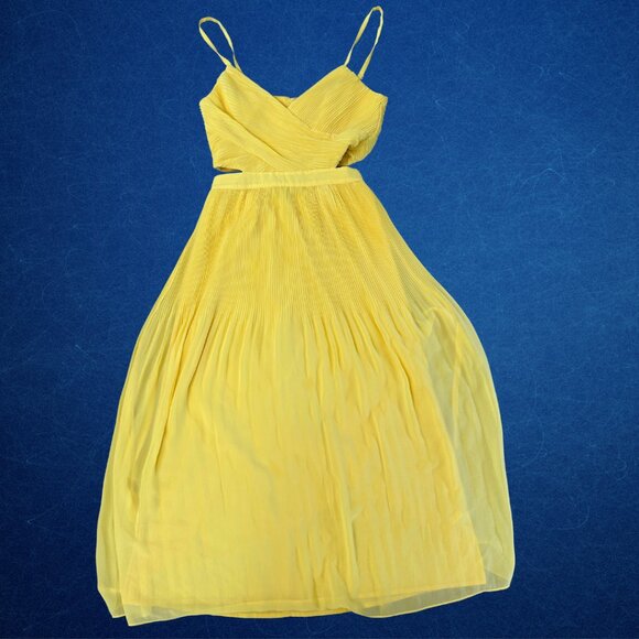 ALI & JAY for the Gram chiffon yellow pleated midi dress La La Land - Picture 1 of 2